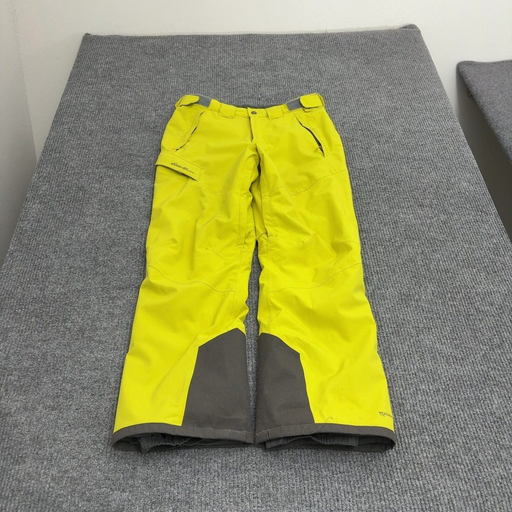 Eddie Bauer Ski Pants Mens M Yellow Polyester WeatherEdge Insulated Snowboard
